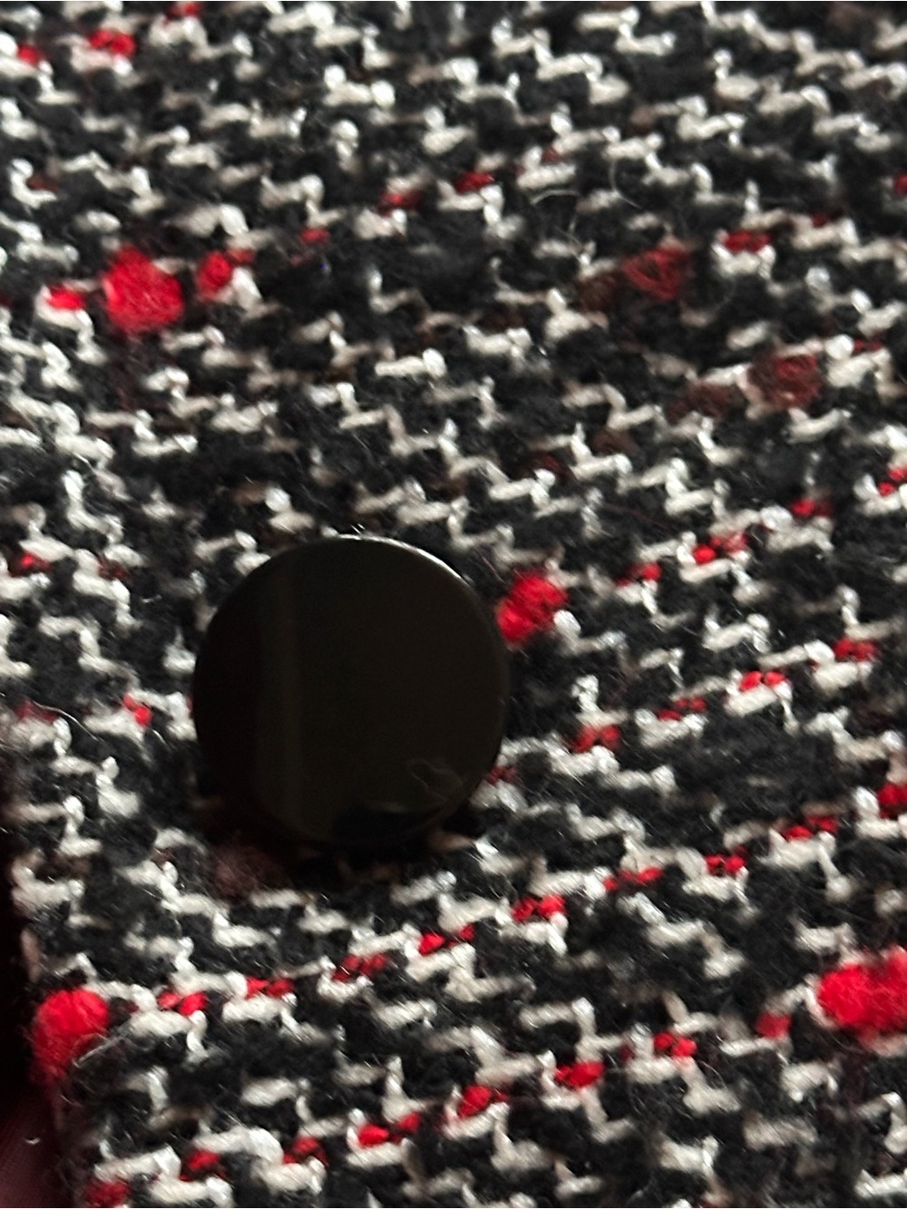 Sisley Black & White Tweed Pea Coat with Red specks